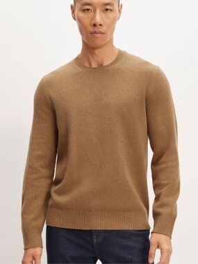 Everlane Men's The Premium Merino Crew Neck Sweater Deep Camel Medium